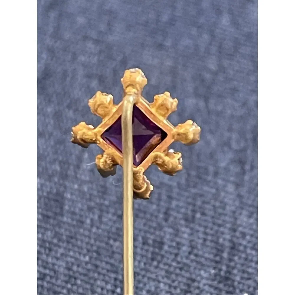 Vintage Victorian Amethyst and Faux Diamond Hat Pin